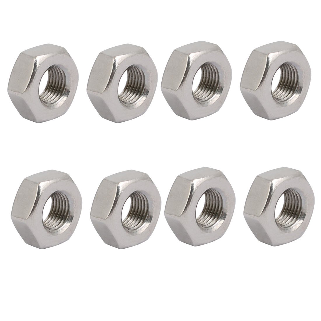 Sourcingmap Hex Nuts, M10x1 UNF 304 Stainless Steel Thread Hexagon Nut 8pcs