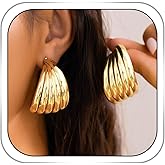 Bafuny Chunky Gold Earrinngs Open Hoop Earrings Thick Drop Earrings Women Stud Earrings