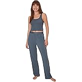 Hanes Women's Originals SuperSoft Comfywear 2 Piece Crop Tank & Lounge Pants Loungewear Set