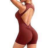 YEOREO Backless Workout Jumpsuits Women One Piece Sleeveless Jumpsuit with Pads Tessia Scrunch Butt Yoga Romper