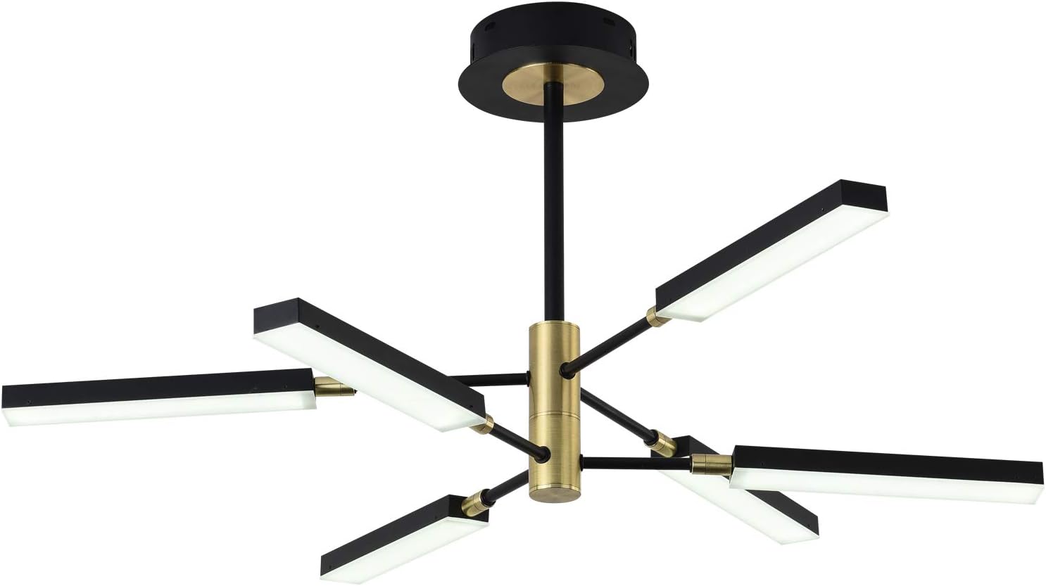 Modern LED Chandeliers,Garwarm 6-Lights Sputnik Pendant Lighting,Flush Mount Ceiling Hanging Lamp Fixture for Bedroom Livingroom Dinning Room,Black+Gold