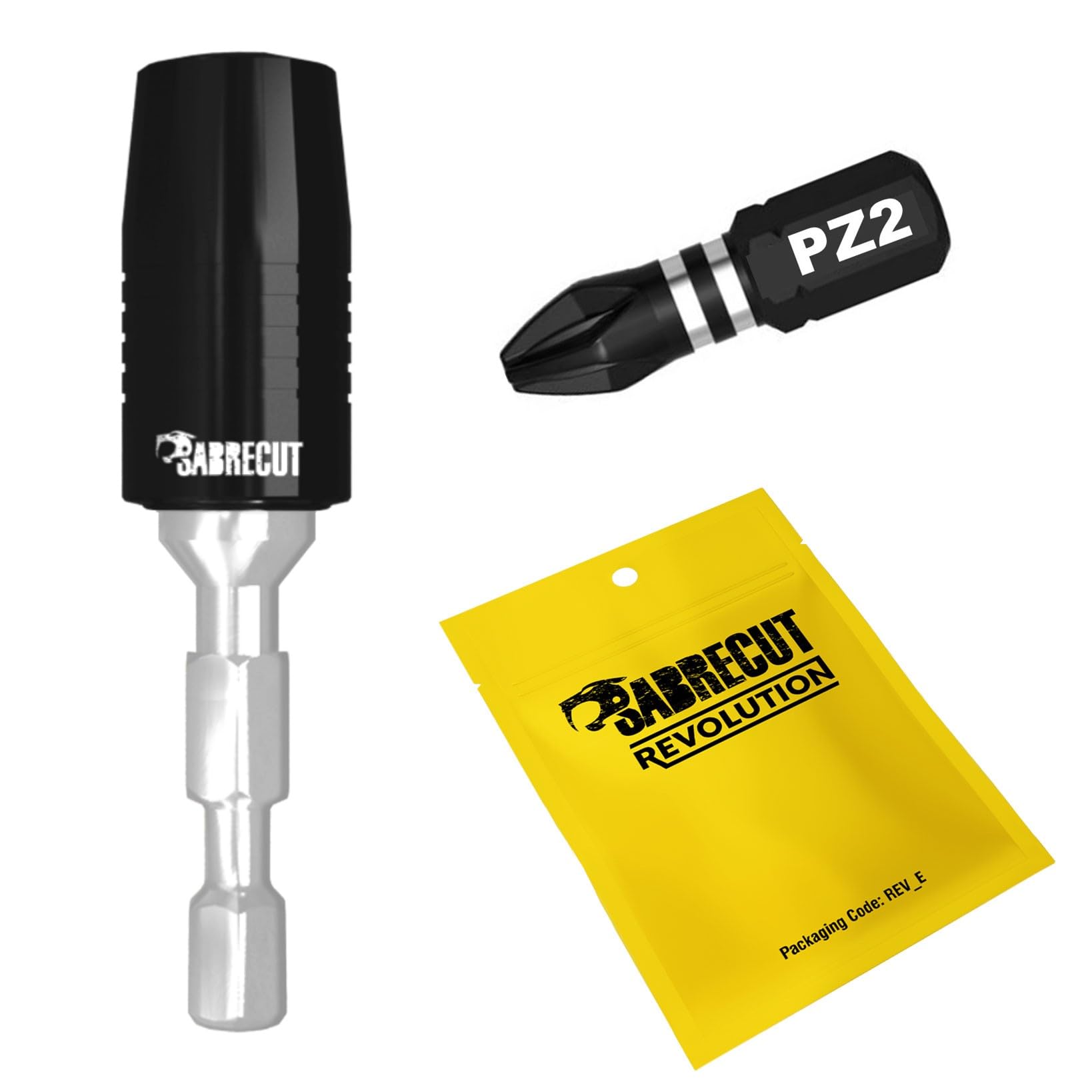 2 Piece SabreCut SCIMSH1458_1 60mm Professional Magnetic Impact Bit Holder with 1 x 25mm Screwdriver Impact Bit