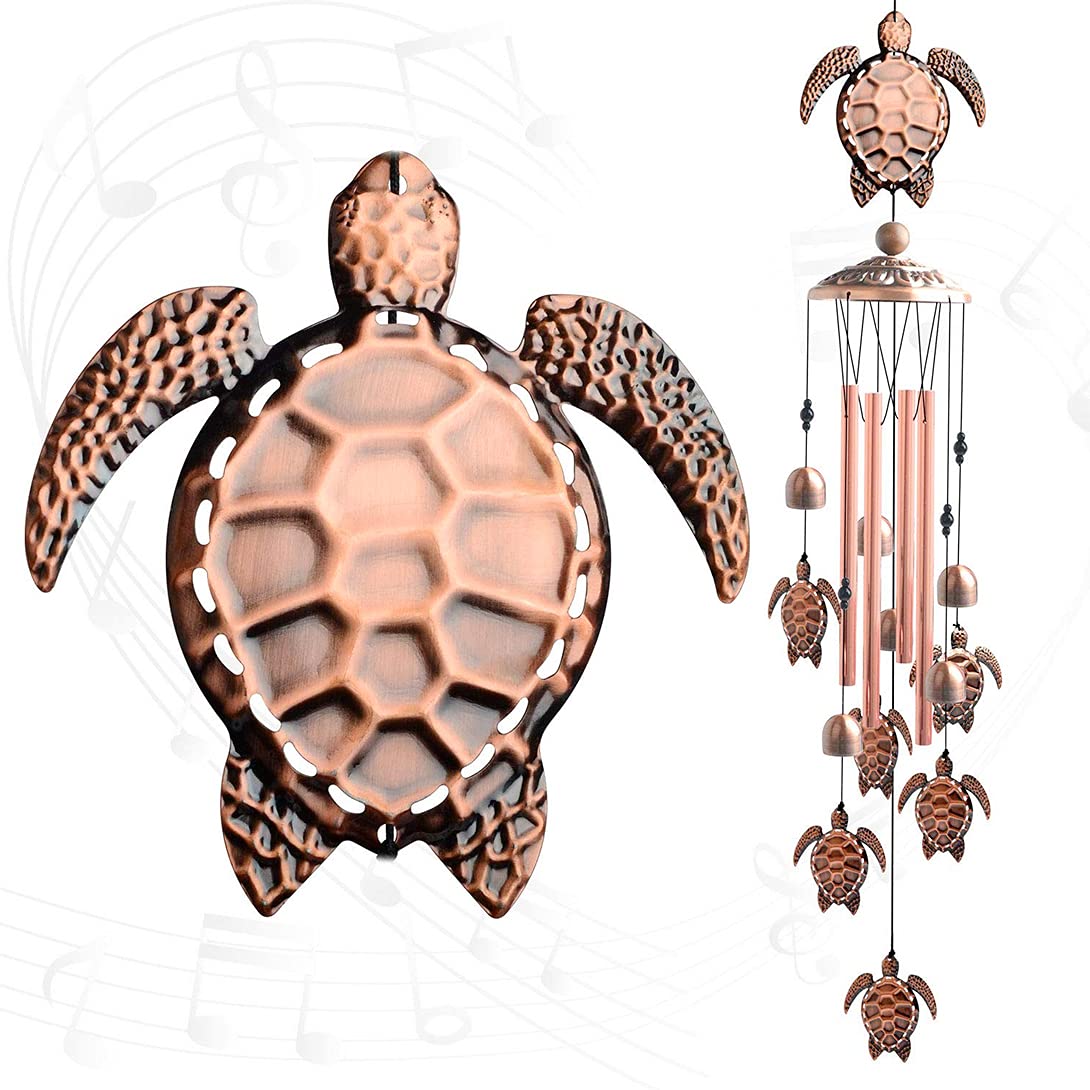 Koonafy Wind Chimes,Brass Wind Chime Unique,Retro Windchimes Garden Decor,Party Outside，Best Gifts for Mom、Friends with S Hook Hooks Indoor and Outdoor Decorations (turtle)