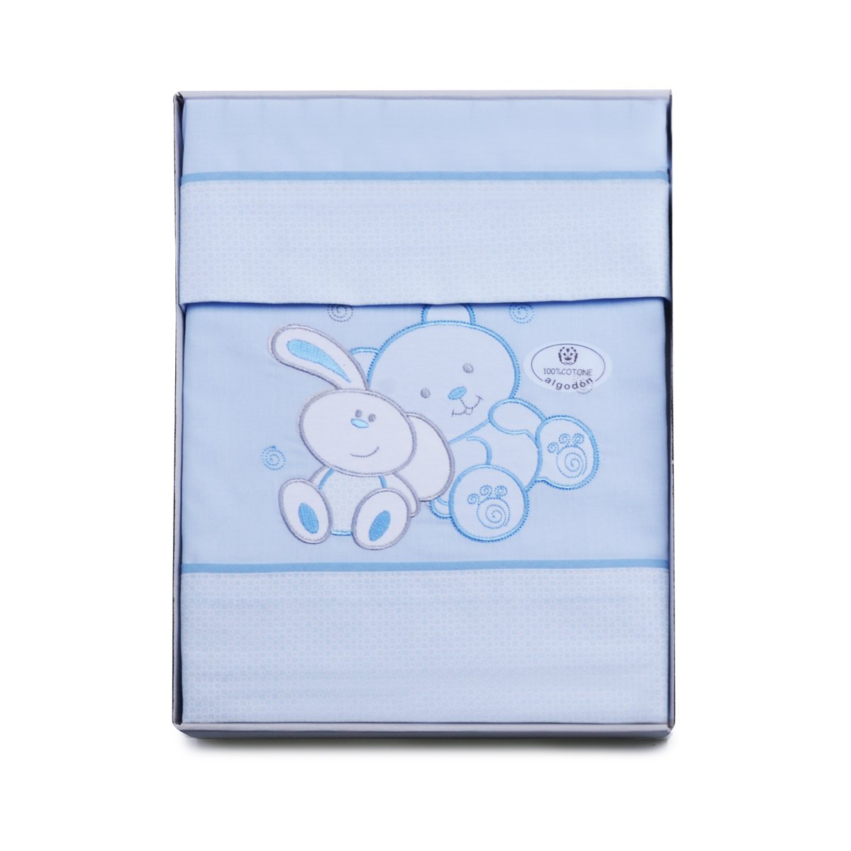 PEKITAS 3 Piece Set of Fine Sheets for Car/Carry/Pushchair 40 x 80 cm 100% Cotton Made in Portugal (Pillowcase + Sheet + Elasticated Bottom, Friends Blue)