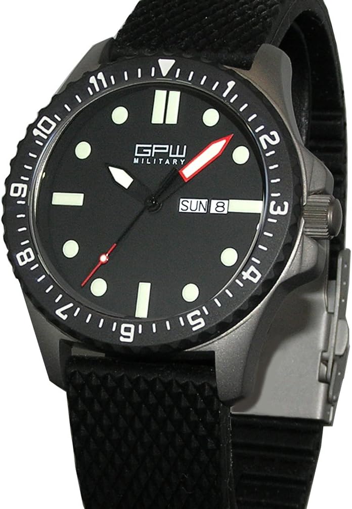 German Military Titanium Watch. GPW Day Date. 200M W/R. Sapphire Crystal.