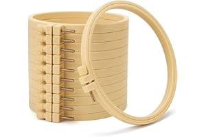 KKPOT Embroidery Hoops 12 Pcs 6 Inch – Faux Bamboo Plastic Cross Stitch Frames with Stainless Screws for DIY Crafts, Aesthetic Home Decor, Cozy Hand Embroidery Projects