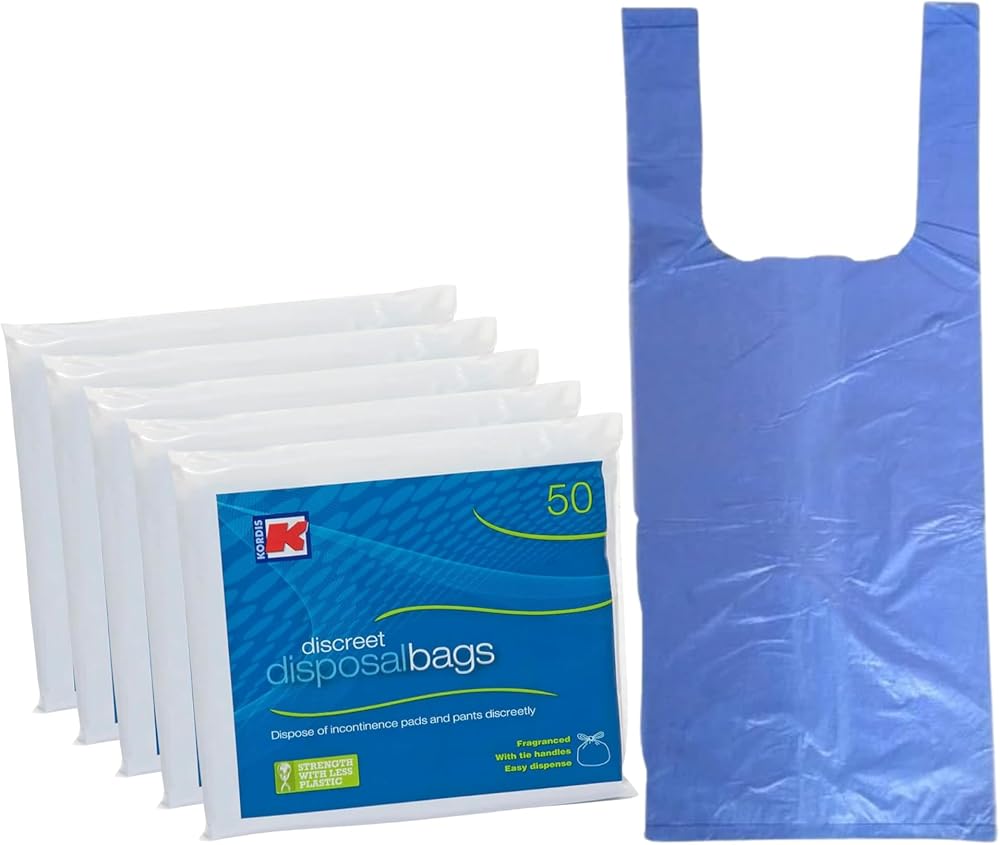 Kordis Incontinence Bags 250 Blue Tie Handles 32x42cm Recycled 30%