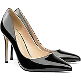 COLETER Women's 4 Inch Pumps Pointy Toe Wedding Dress Shoes Slip on Stiletto Pumps