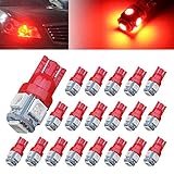 AUTOUS90 20 X T10 Wedge 5 SMD 5050 Red LED Light bulbs W5W 2825 158 192 168 194