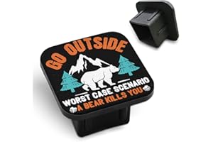 Tnomchey Funny Bear Hitch Receiver Cover 2" Go Outside Worst Case Scenario A Bear Kills You Tree Mountain Trailer Hitch Cover Tube Cap Rubber Universal 2 Inch Receiver Plug Insert for Trucks Cars