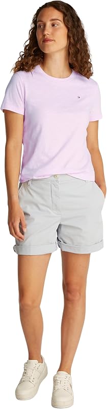 T-Shirt Manches Courtes Femme Slim avec Col Ras-du-Cou, Rose (Light Pink), S — photo 5 sur 6