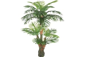 AMERIQUE Gorgeous & Unique 5 Feet Tropical Palm Artificial Plant Silk Tree, Real Touch Technology, with UV Protection, Super Quality, 5', Green