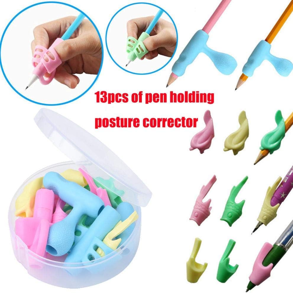 Back to School Supplies, 13PCS/Set Children Pencil Holder Pen Writing Aid Grip Posture Correction Tool (Multicolor)