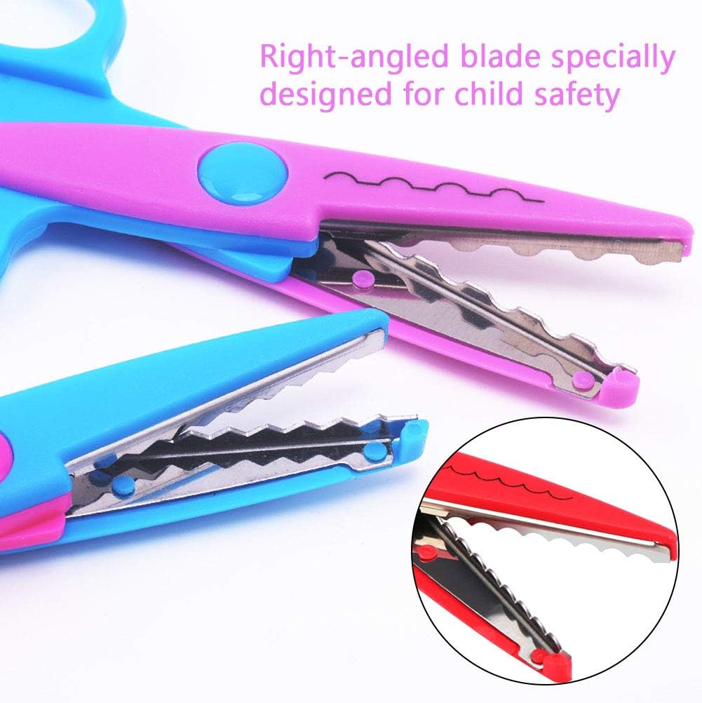 6 Pieces Kids Craft Scissors Set, Safety Edging Scissors Colorful ...