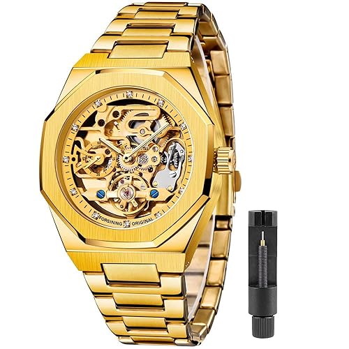 Tiong BOSNI Men Skeleton Automatic Mechanical Watch Gold Skeleton Vintage  Man Watch Mens Watches,FOR8202-Black in Saudi Arabia Whizz Wrist Watches