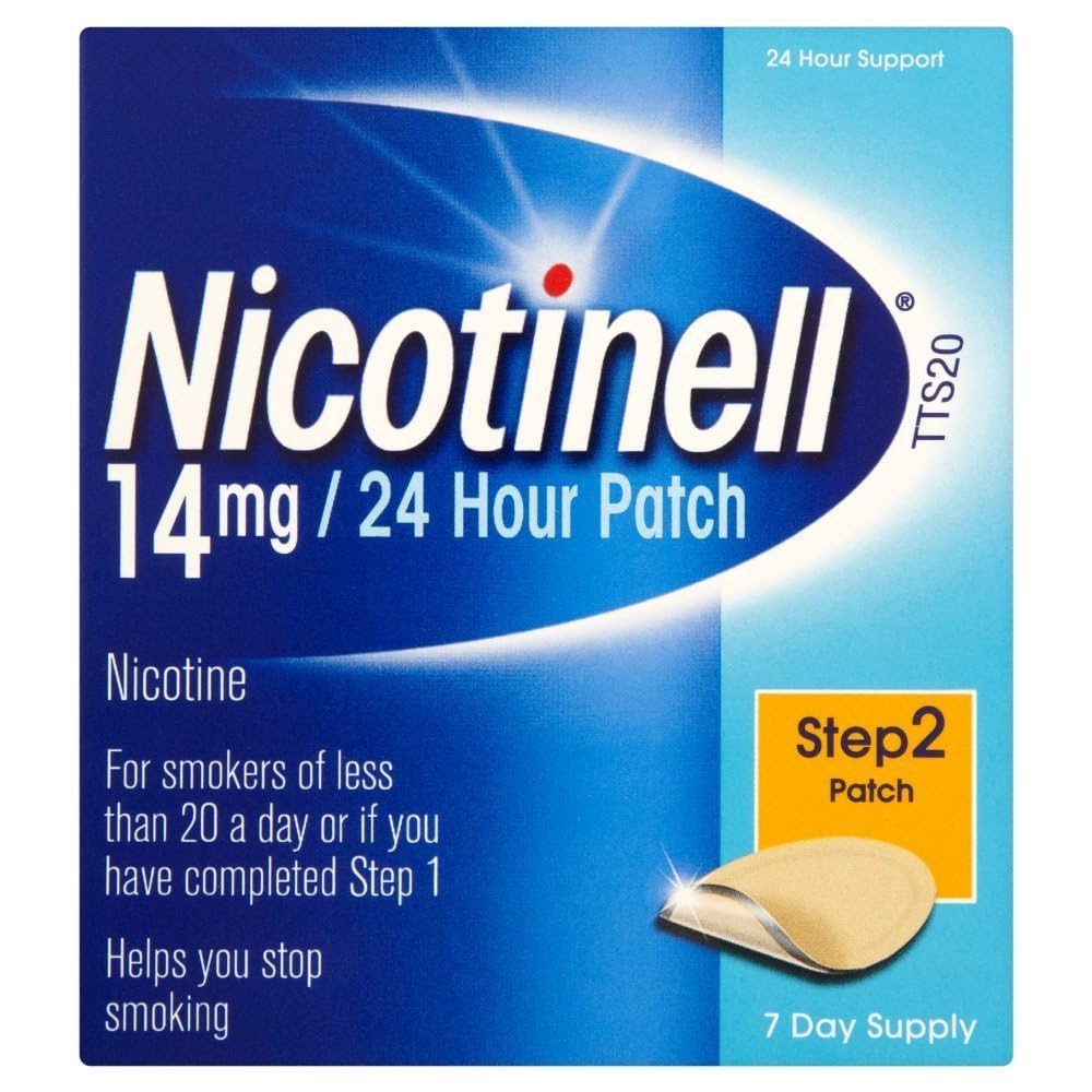 Nicotinell Nicotine 14mg Patch (Pack of 7), Nicotine Patches, Stop Smoking Aid, 24h Craving Control, Step 2 for Moderate Smokers, Quit Smoking Aid