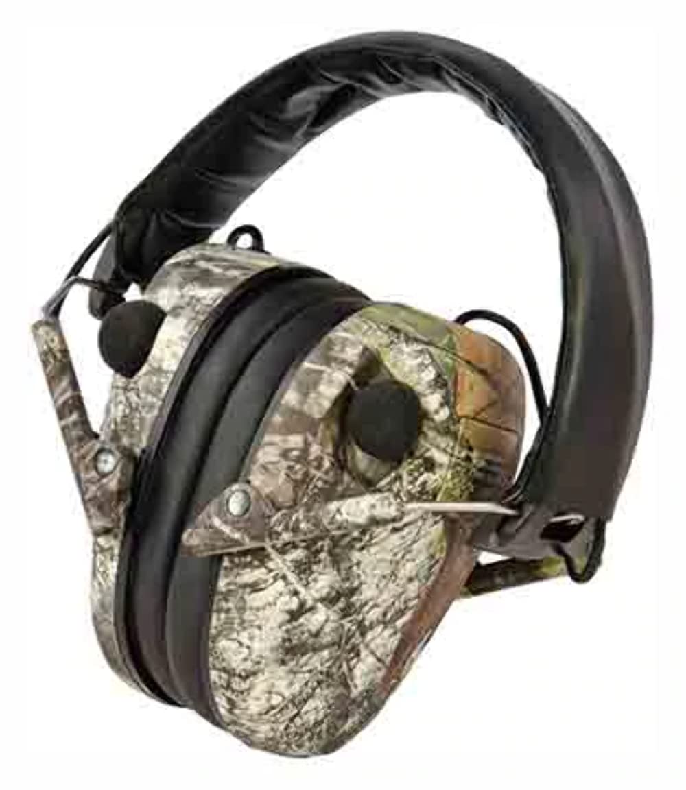 Caldwell E-MAX - ADULT Mossy Oak BU - Low Profile Electronic 23 NRR Hearing Protection with Sound Amplification - Adjustable Earmuffs for Shooting, Hunting and Range Image