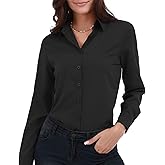 Gemolly Women's Basic Button Down Shirts Long Sleeve Plus Size Simple Stretch Formal Casual Shirt Blouse