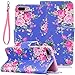 iPhone 8 Plus Wallet Case, iPhone 7 Plus (5.5 Inch) Case, JanCalm [Card/Cash Slots] [Wrist Strap] Design Dual- Use Flip Pattern Premium PU Leather Fold Wallet Pouch Cover + Pen (Purple and Flower)
