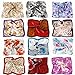 BMC 12pc Women's Silky Scarf Square Mixed Flower Patterns & Colors Fashion Accessory Set - Nature Nurtures Pack