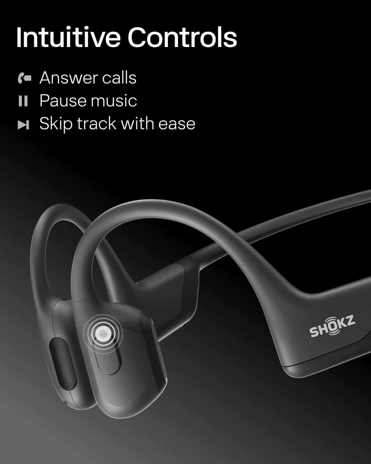 SHOKZ OpenRun Pro Mini- Open-Ear Bluetooth Bone Conduction Sport Headphones, Sweat Resistant Wireless Earphones for Workouts and Running with Premium Deep Base - Built-in Mic, with Hair Band, Black