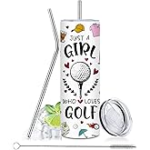xiiai Golf Gift For Women, Golfer Themed 20 oz Tumblers - Just A Girl Who Loves Golf Design Cups, Tumbler With Lid and Straw, Stainless Steel Mugs Funny Gifts For Golfers
