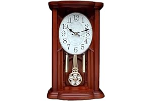 JXGXI Pendulum Clock, Vintage Mantel Clocks, Battery Operated Mantle Clocksfor Living Room Office Home, Fireplace Clock with Westminster Chime, Wood Fireplace Clocks