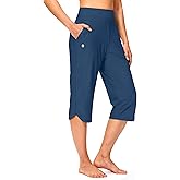 G Gradual Women's Swim Capri Pants 18'' High Waisted Long Board Shorts UPF 50+ Modest Swimsuits Pants with Pockets No Liner