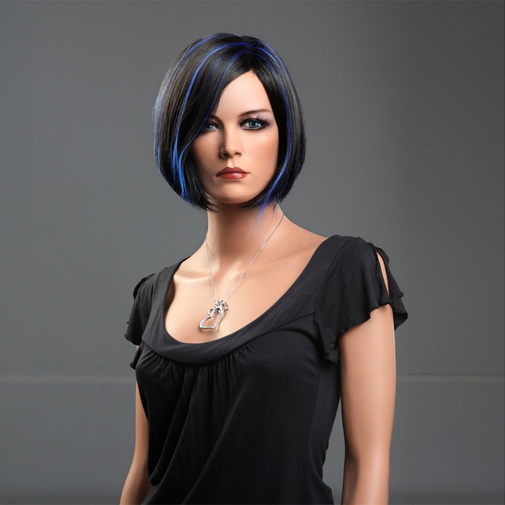 Amazon Com Women Girls Glamour Bob Western Wigs Short Black Blue
