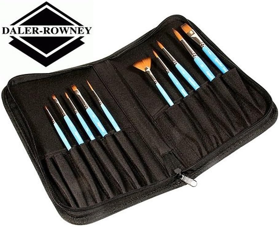 Daler Rowney Aquafine Brush Zip Case with 10 Brushes
