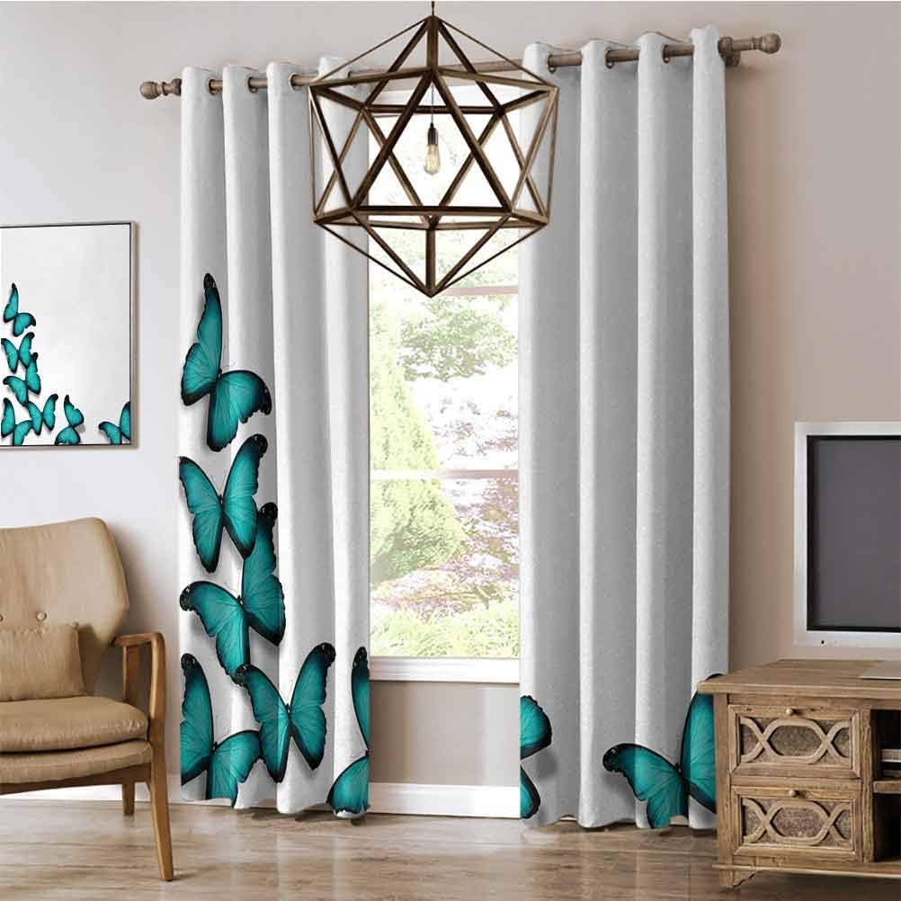 Turquoise room darkening curtains for living room Butterflies Morphs