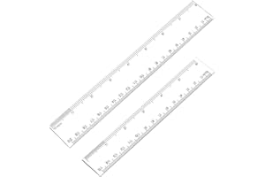 Sowaka 2 Pcs Ruler for Students Plastic Clear Straight Measuring Tool 6 Inch 8 Inch Transparent Drafting Tools for Kids Class