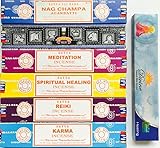 Satya Incense Gift Set Nag Champa Superhit Meditation Spiritual Healing Reiki Karma- Free Sample of Divine Incense included