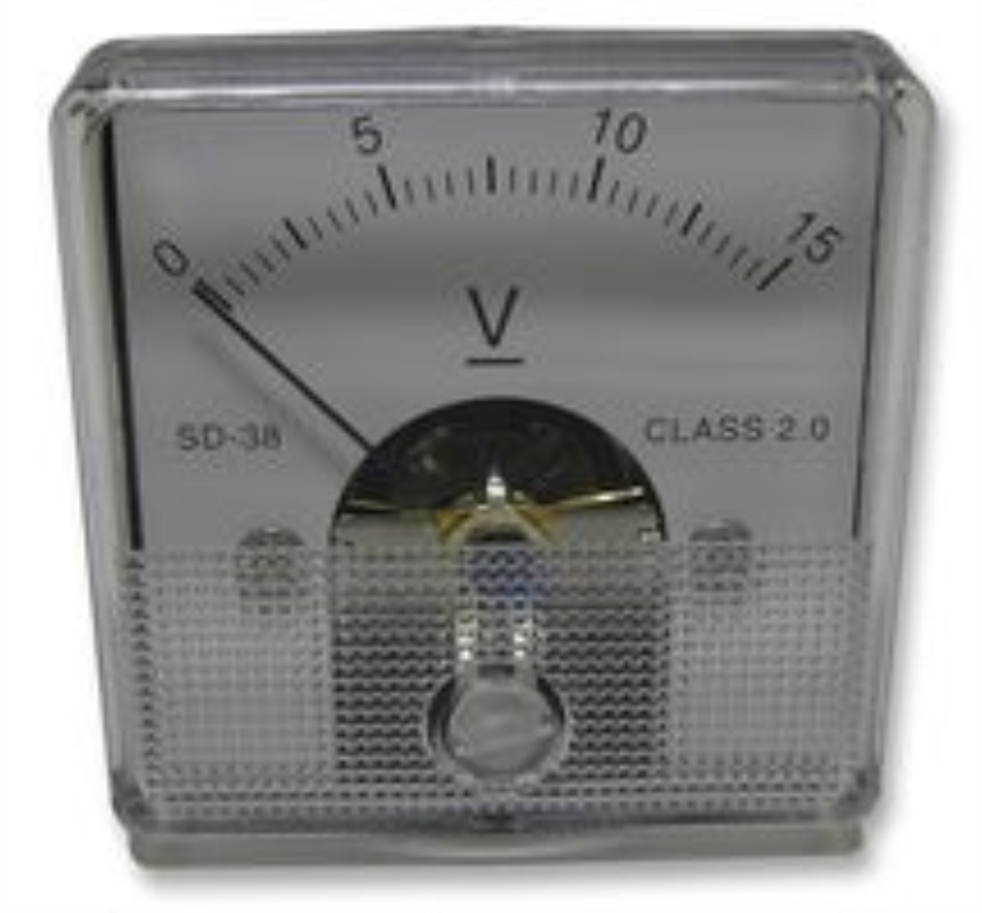 Multicomp SD-38/0-15V Analogue Panel meter, DC Volt meter 0V to 15V