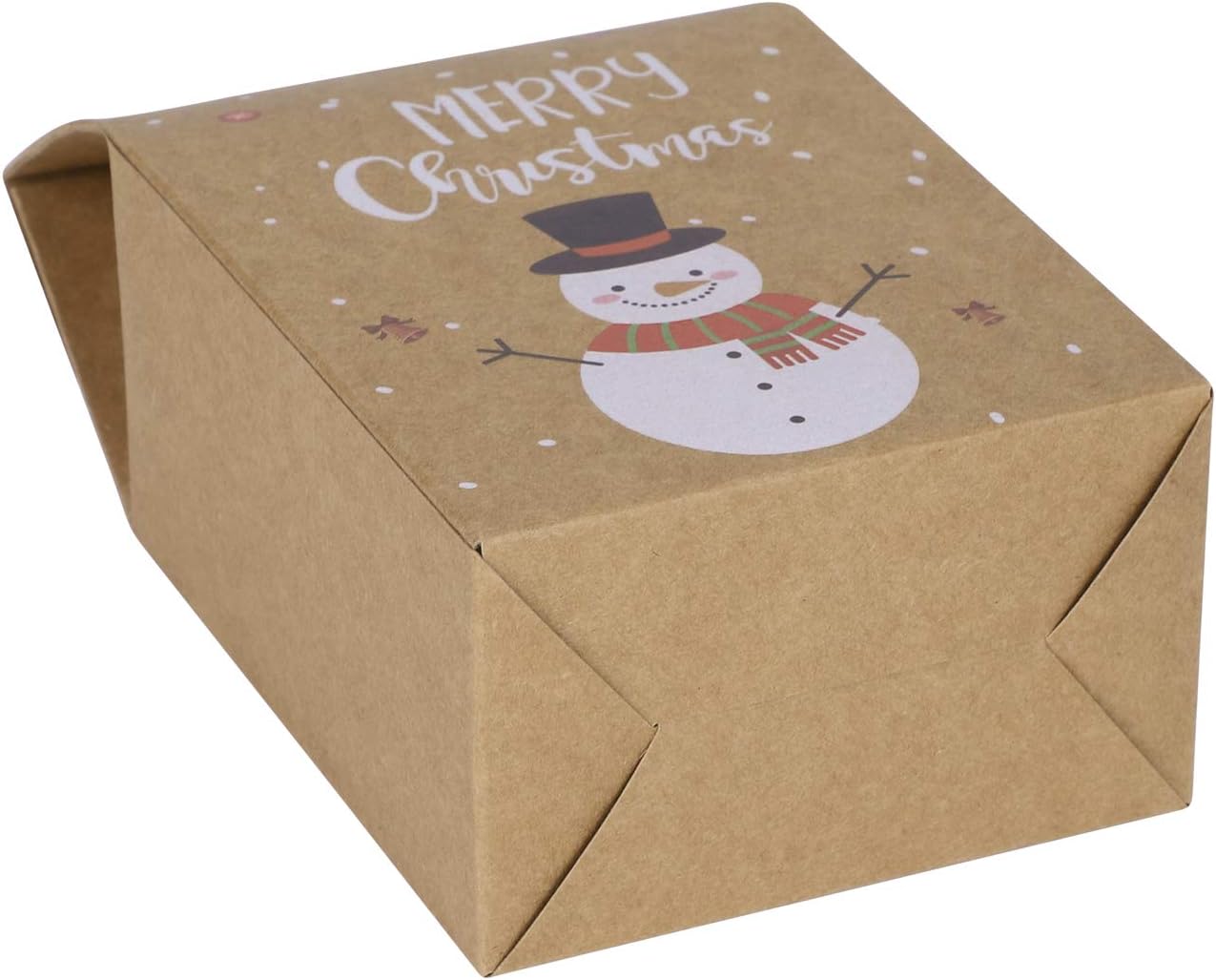 Qchomee 12 Packs Paper Candy Gift Boxes Kraft Cookie Treat Bags Christmas Party Favor Bags Sweets Gift Wrapping Box Goodies Present Bag 4’’x2.6’’x6.9’’ for Kids Xmas Party Supplies - Image 4