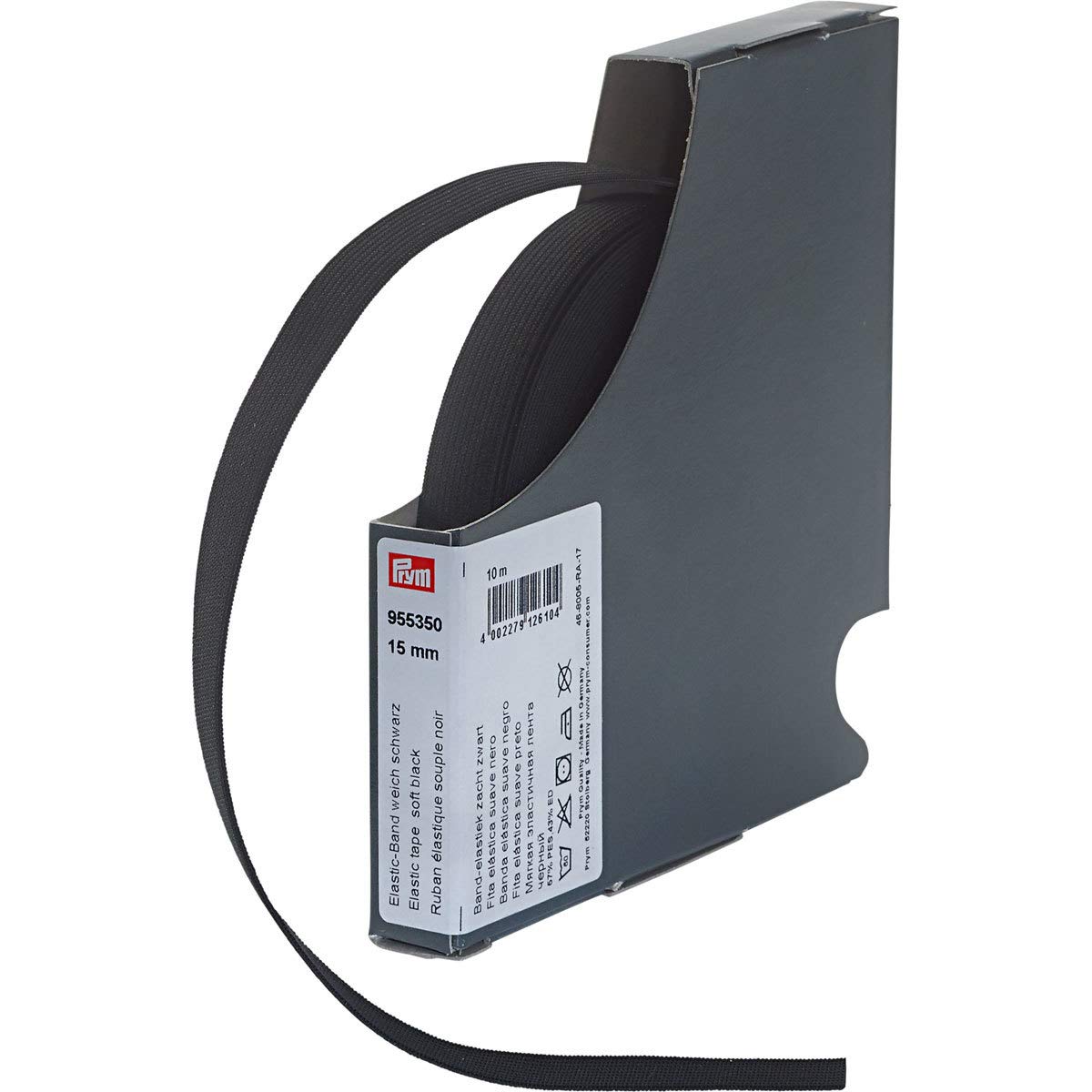 Prym 955350 Elastic Band Soft 15 mm Black 57% Polyester 43% ED