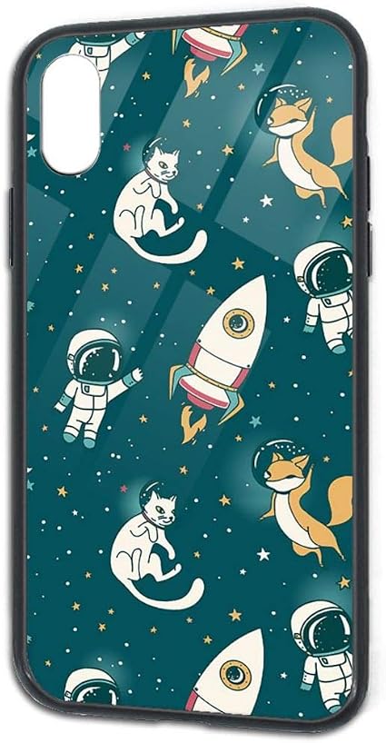 Amazon スマホケース Iphone X ケース Iphone Xs ケース 宇宙のかわいいロケットフォックスと猫のフローティングスペースキャンバス 超薄型 背面強化ガラス Tpu シリコン 耐衝撃 黄変防止 指紋防止 擦り傷防止 全面保護 軽量 携帯カバー 背面カバー ケース カバー 通販