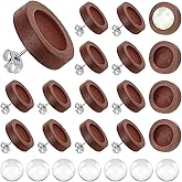 UNICRAFTALE 40Pcs Walnut Wood Stud Earrings 12mm Cabochon Blanks DIY Earring Making Accessories with Glass Cabochons