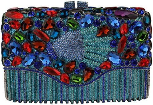 Yilongsheng Women Full Rhinestones Clutch Handbags For Party Wedding L-4013(Blue)