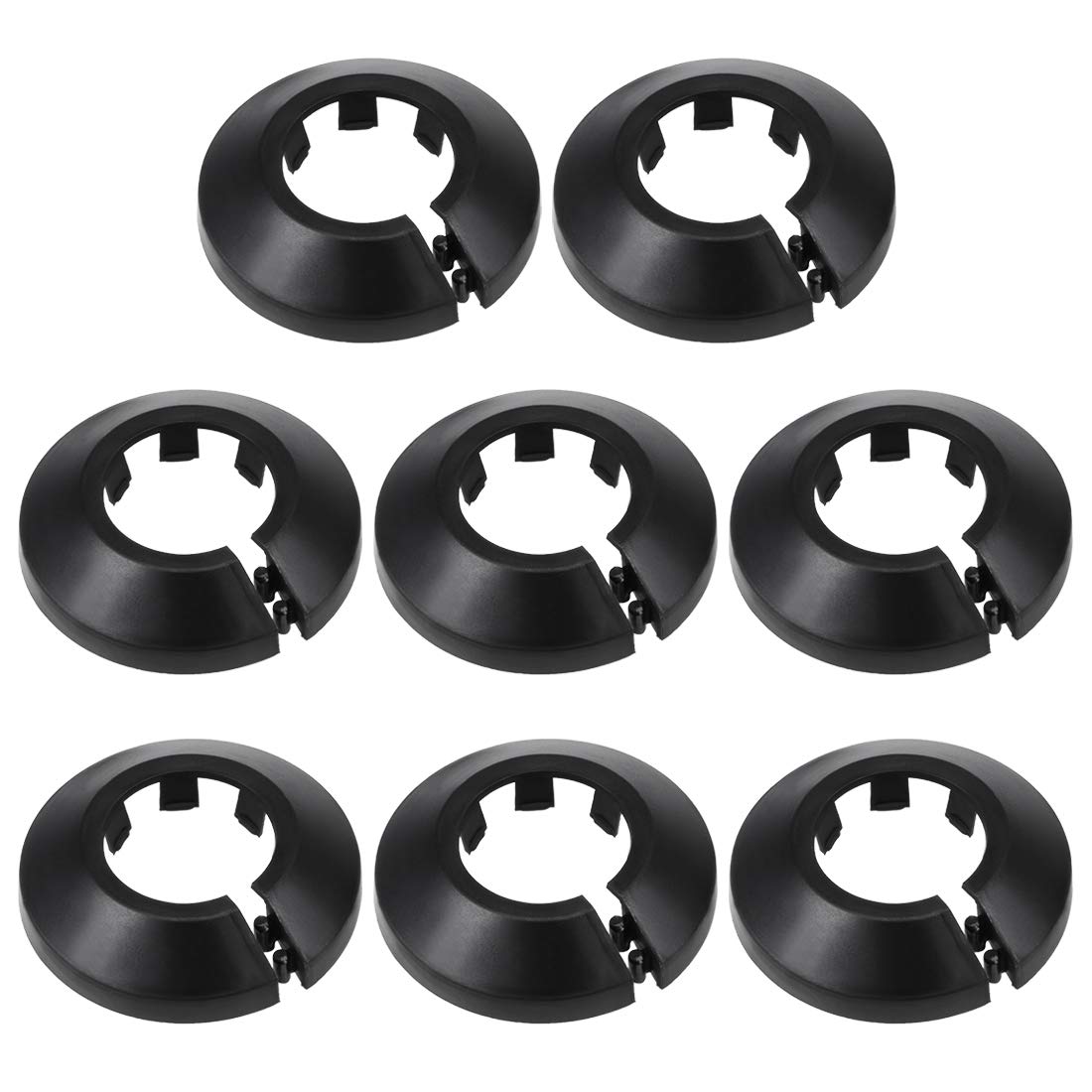 sourcing map 25mm Pipe Cover Decoration PP Plastic Water Pipe Escutcheon Black 8pcs