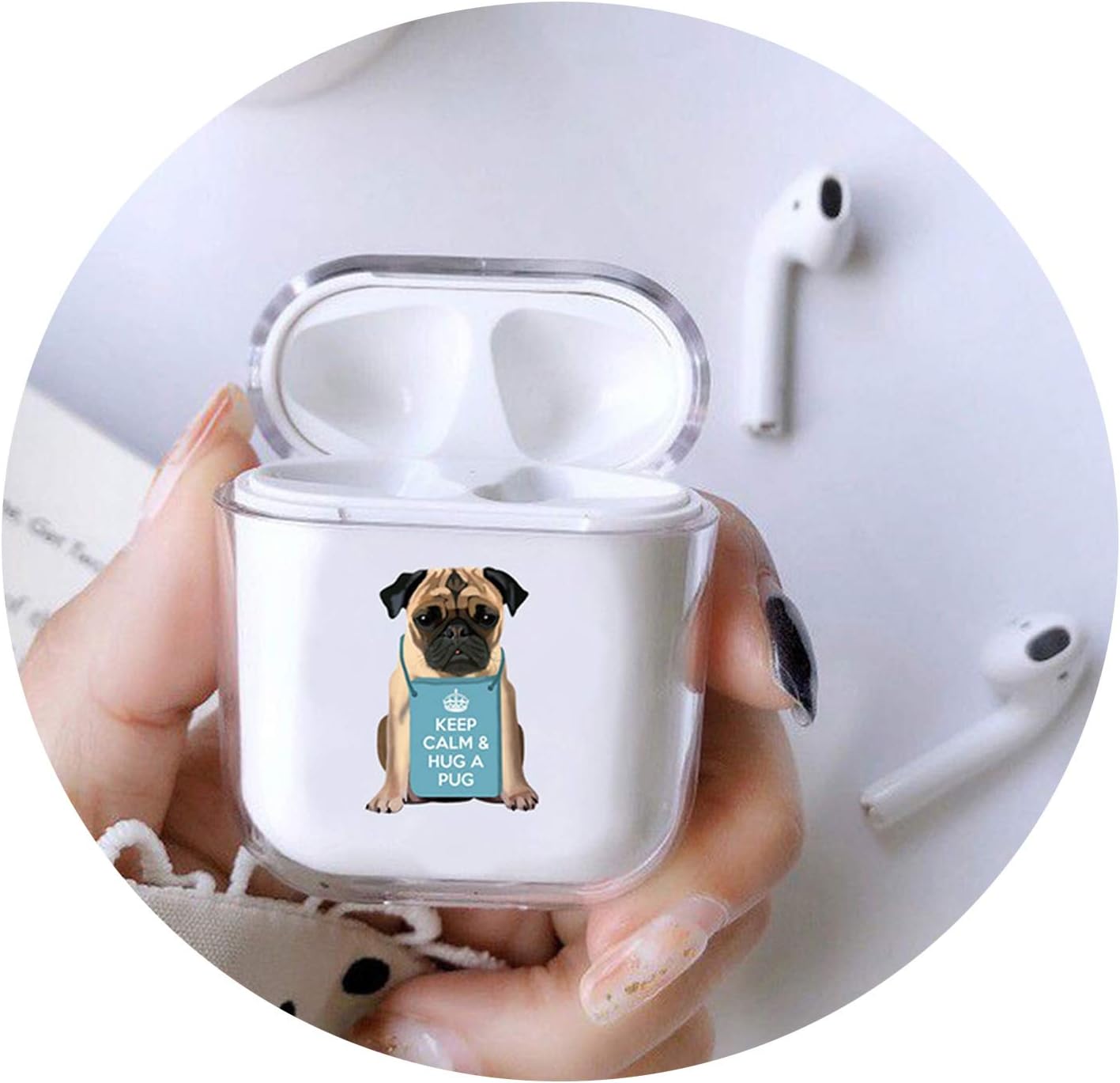 Cute Case For airpods case Cartoon Dog Teddy Pug Wireless Bluetooth Earphone Clear Case For Airpods Hard Protective Case,I200527