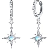 Star Earrings for Women 925 Sterling Silver Star Dangling Drop Earrings with Moonstone/Zircon Jewelry Gifts for Women