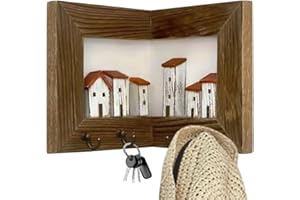 Key Hooks For Wall – 3D Rustic Wooden Holder | Vintage-style Key Ring Holder For Home Décor, Perfect Foyer, Hallway, Kitchen,