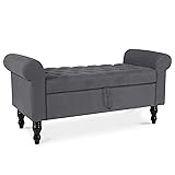 Polar Aurora Storage Bench with Upholstered Rolled