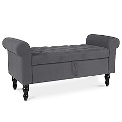 Polar Aurora Storage Bench with Upholstered Rolled