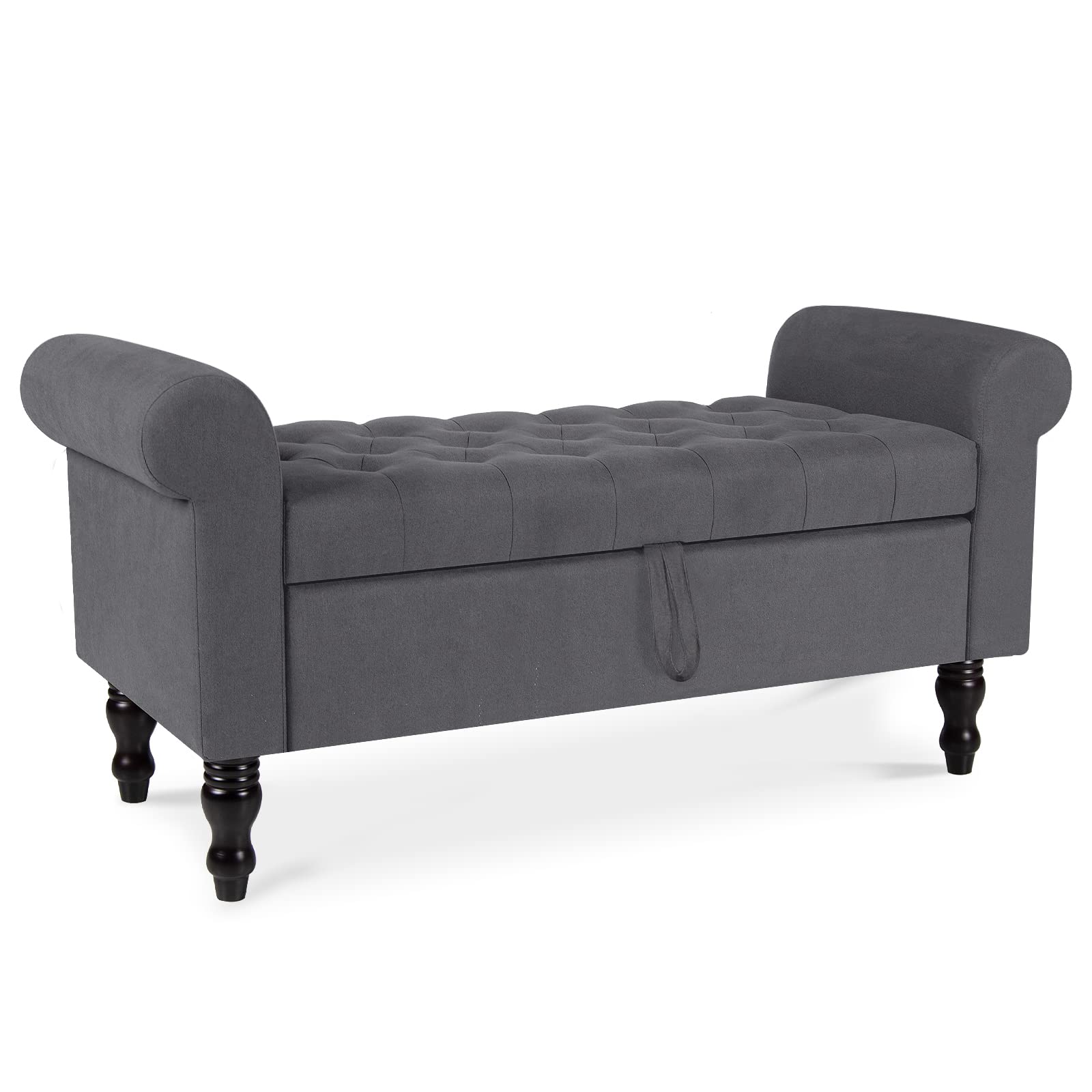Polar Aurora Storage Bench with Upholstered Rolled