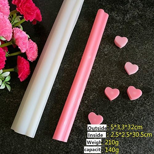 Fiesta HEARTMOVE Heart Round Star Various Shape Silicone Tube Soap Mold Moon Flower Pipe Moulds for Candle Candy Cake Fimo Resin Crafts: Heart