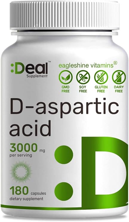 Amazon Com Daa D Aspartic Acid 3000mg Per Serving 180 Capsules Non Gmo Gluten Free Made In Usa Ultra Daa Supplement Health Personal Care