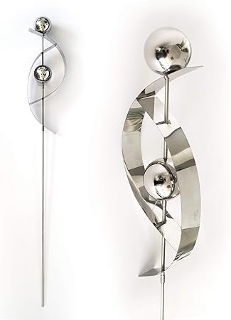 K L Wall Art Moderner Gartenstecker Silber Glanzender Edelstahl 108 Cm Kugel Metall Gartendeko Amazon De Garten