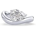 PAVOI 14K Gold Plated Premium Cubic Zirconia Square Solitaire Engagement Ring for Women - Unique Wavy Promise and Fake Wedding Ring